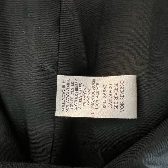 Calvin Klein Black Asymmetric Zip Wool Blend Spread Collar Moto Jacket Size 12 - Picture 8 of 10